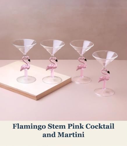 Image of Handcrafted Flamingo Martini Glass | Premium Borosilicate Glass with Artistic Flamingo Stem | Elegant Martini, Cocktail & Dessert Glass (Flamingo Martini Glass)