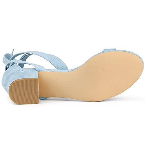 Allegra K Allegra K Women's Open Toe Block Heel Lace Up Sky Blue Sandals 6 m US