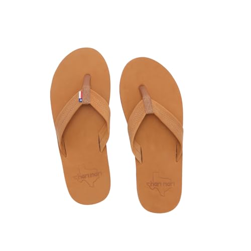 Image of Hari Mari- Fields- Men's Nubuck Leather Flip Flops with Colorful Outsole- No Break Ins, Firm Arch Support, Soft Squeeze Eva Midsole and Beveled Edge to Reduce Tripping