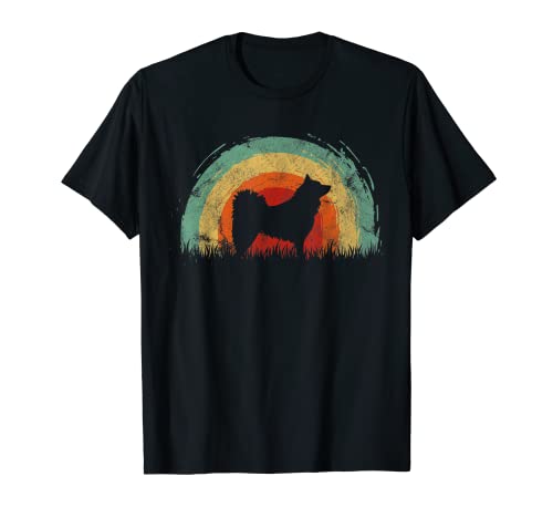 Retro Finnish Spitz Vintage Rainbow Dog Men Women T-Shirt