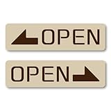 OPEN ステッカー シンプルデザイン 矢印付きドアサイン 耐候性ビニール素材 貼り付け簡単 長期間使用可能 店舗・オフィス・施設用 左右2枚セット 120mm ベージュ