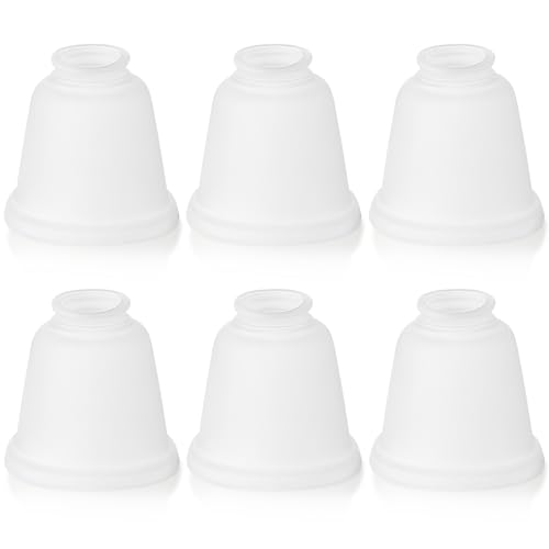 Image of Teenyyou 6 Pcs Frosted Glass Globes for Ceiling Fan Lights Covers Glass Lamp Shade Replacement for E26 Chandelier Table Wall Sconce, 2-1 /8 inch Fitter, 4-5 /8 inch Diameter x 4-1 /2 inch Height