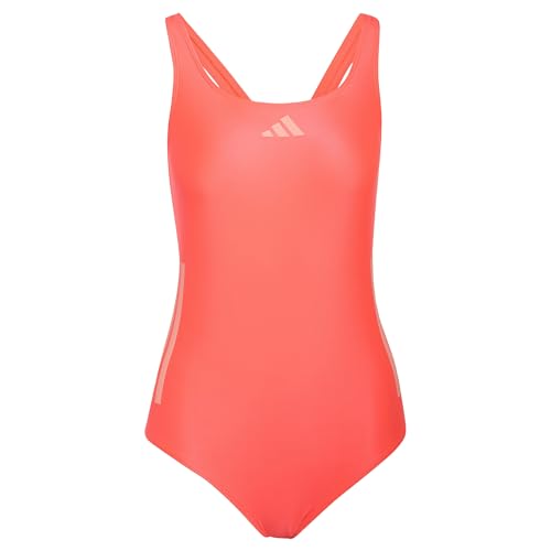 adidas Femme 3 Stripes C-Back Swimsuit Swimwear, Solar Turbo/Frozen Turbo, 42