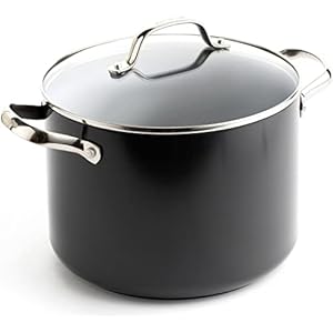 GreenPan Valencia Pro Hard Anodized Healthy Ceramic Nonstick 8QT Stock Pot with Lid, PFAS-Free, Induction, Dishwasher Safe, Oven Safe, Gray