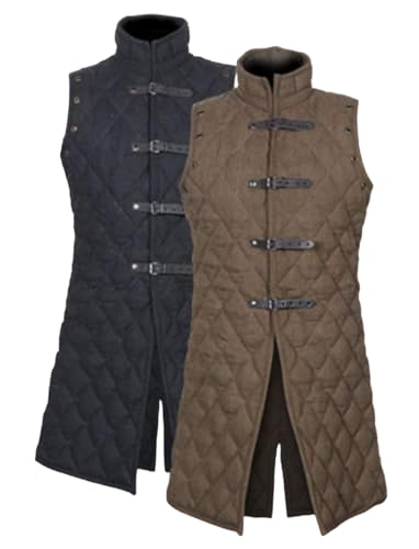 Image of AnNafi Gambeson Coat Aketon Jacket Armor, Costumes Dress SCA Medieval Thick Padded Full Length