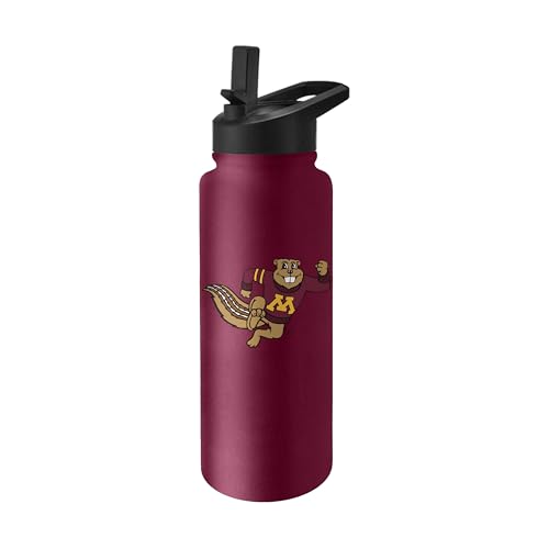 Image of Logo Brands NCAA Minnesota Golden Gophers 34oz Logo Quencher Bottle - Double-Wall Insulated, Stainless Steel, No-Spill Lid, Easy Carry Handle