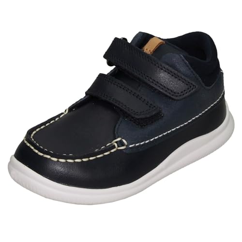 Image of Clarks Boys Ankle Boots Crest Tuktu 19 - Navy Leather - UK Size 9H - EU Size 27 - US Size 9.5XW