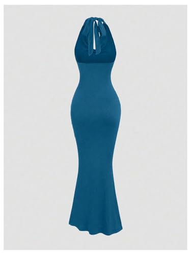 Image of GORGLITTER Women's Halter Formal Cocktail Beach Wedding Guest Maxi Dresses | Cinched Waisted Dress, Cowl Neck Dress, Birthday Club Dresses, Date Night Going Out Dress for Women