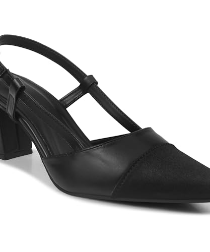 Image of JM LOOKS Women's Slingback Closed Pointed Toe Block Chunky Heel Pumps - 2.5 Inches Office Wedding Party Dress Shoes