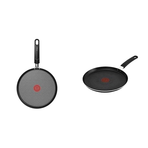 T-Fal Crepera 25cm Everyday Titanium Negro Antiadherente Easy Plus Thermo-Señal Mango Baquelita B4481082 + Hard Titanium Plus Antiadherente 2x...