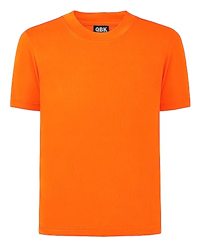 QBK - playera de manga corta para niños y niñas de neón con UPF 50+, ajuste seco, para niños y niñas, Naranja, 6 Años