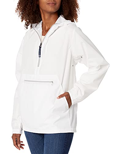 Charles River Apparel Unisex-Adult's Pack-N-Go Wind & Water-Resistant Pullover (Reg/Ext Sizes), White, Large