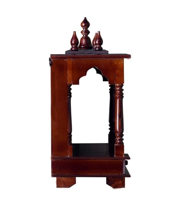 Image of Sheesham Wood Temple Solid Wood Classic Wooden Temple for Home, Office Pooja Mandir with 1 Drawer for Storage Home Decoration | Wall Devghar