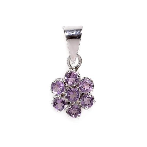 Pendentif en argent 925 avec améthyste naturelle et citrine jaune pour femme