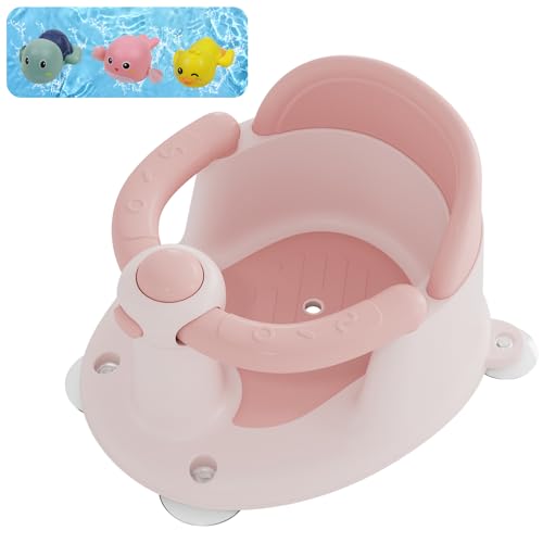 Image of Baby Bath Seat for Babies 6 Months & Up, Bath Seats for Babies Sitting Up, 3 Baby Bath Toys, Open Design Bathtub Seat for Baby, Non-Slip, Compact Toddler Bath Seat.