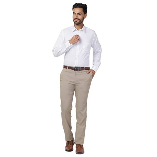 Image of Raymond Men Cotton Slim Fit Print Pattern Semi Cut Away Collar Formal Shirt