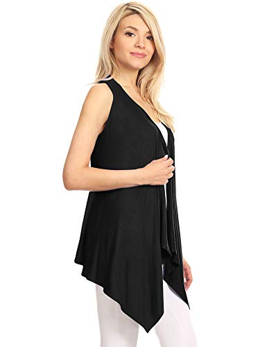 Made By Johnny Women's Lightweight Sleeveless Draped Open Cardigan4