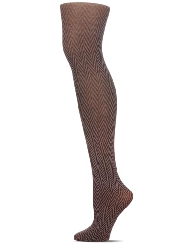 MeMoi Women's Opaque Heather Chevron-Pattern Tights