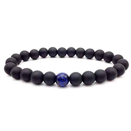 Steinarmband, Naturstein-Perlenarmband, modisch, 8 mm, mattierter Stein, Lapislazuli-Perlen, elastisches Armband für Herren und Damen, personalisierte Kleidung, Accessoires, Schmuck