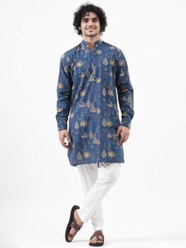 Image of OM SAI LATEST CREATION Men's Kurta || Rayon Motif Printed Kurtas for Men || Stand Collar Neck with Full Sleeve Straight Kurta for Men || Casual Kurta for Mens || Best Gifts for Men.