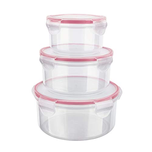 Conjunto com 3 potes Herméticos Redondo Vermelho - PLA3635-VM - Euro Home