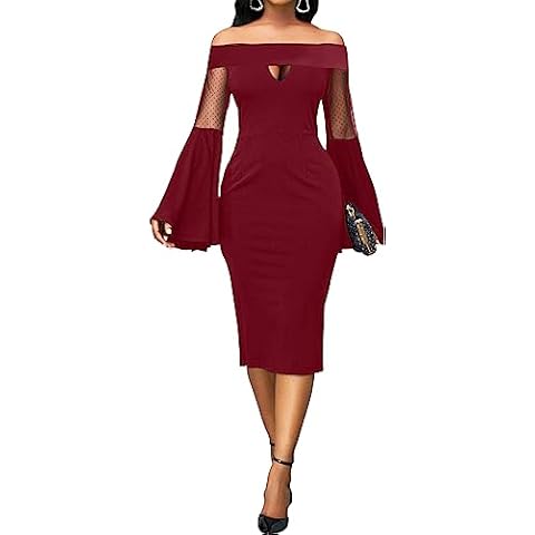 MOJICK Elegant Ruffle Sleeve Pencil Dress Cover