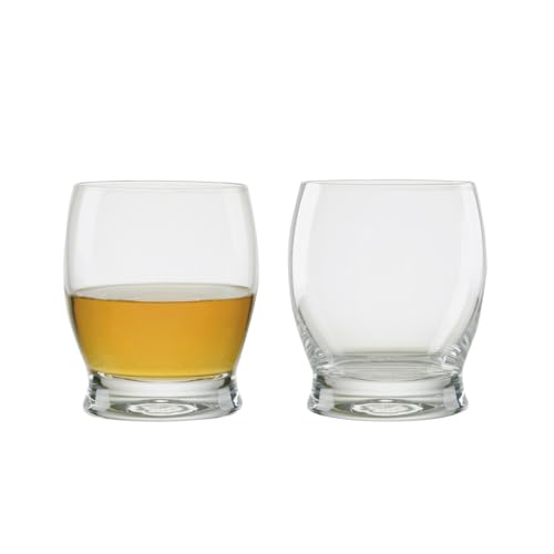 Anton Studio Designs Manhattan Handmade DOF Tumblers for Whiskey, Spirits or Water - 350 ml - Clear - Set of 2 Elegant Drinking Glasses