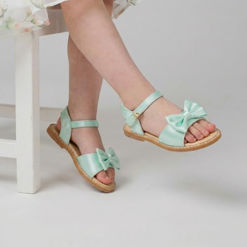 Image of THEE BRON Toddler Girls Sandals Wedding Flower Girl Dress Shoes Open Toe Flats