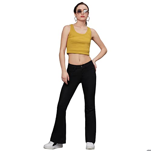Image of KOTTY Flare Bottom Jeans for Women - Stylish Slim Fit with Bell Shape Leg