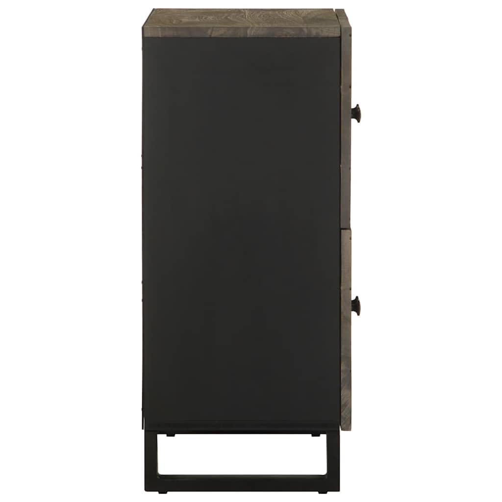 Mangloder Sideboard Schwarz aus Massivholz Mango 60x33x75 cm, TV Board Lowboard mit Metallbeinen, Stauraum für Wohnzimmer, Heimkino, Gaming, Kommode für Fernseher und Receiver