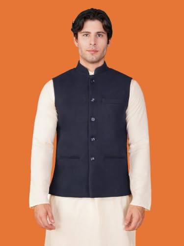 Image of Vastraa Fusion Men's Pure Wool Export-Quality Indian Traditional Nehru Jacket /Woolen Jacket For Men