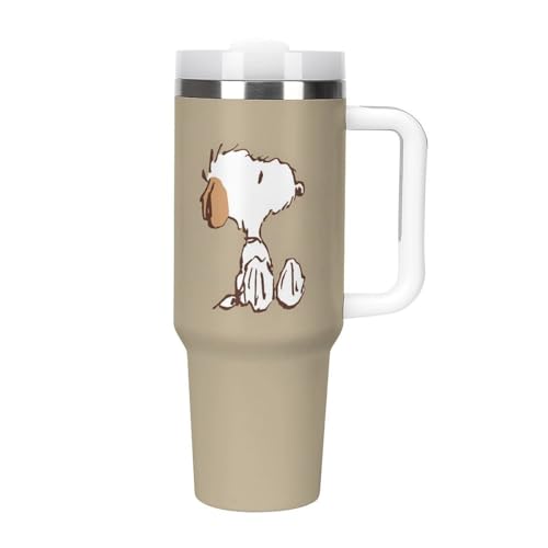 スヌーピー アンディ タンブラー 水筒 ドリンクカップ ウォーターボトル 大容量 ストロー 車用 蓋付き 取っ手付き 保温 保冷 直飲み ステンレス 持ち運び 真空断熱 40オンス 1180m?