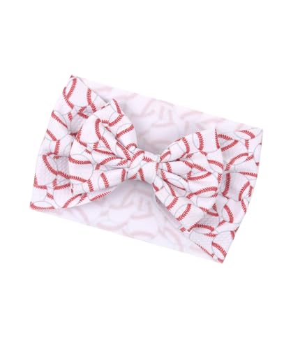 Baby Baseball Headband Turban Baby Girls Baseball Headwarp Bowknot Baby Baseball Hair Band Bow BTB14 (C-White, Free Size)