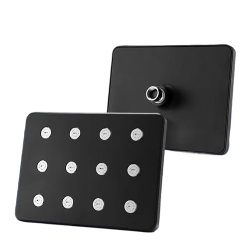Cabezal de Ducha de Lluvia Cuadrado Plateado y Negro de Alta presión con boquillas de rociado Superiores para Montaje en Techo, Accesorios de baño Tipo Lluvia