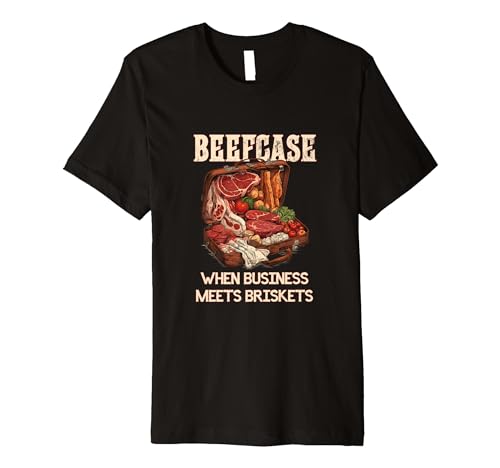 Funny Beefcase Brisket Design Hilarious Meat Lover Design Premium T-Shirt