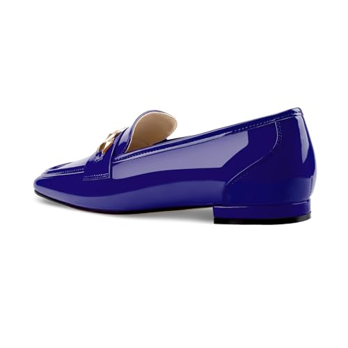 Image of Oh Mispares Womens Loafers Square Toe Low Heel Penny Loafers Fashion Comfortable Slip on Flats Casual Dressy Shoes for Women Work Office Patent Leather