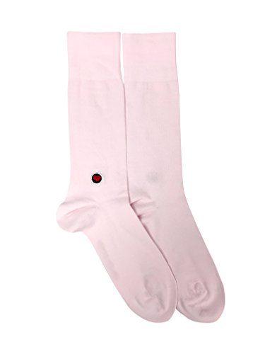 98% Organic Cotton Premium Luxury Pink Solid Dress Socks for Men with Heart Emroidery - 1 Pair, Size 7-12.5 (Solid Pink)3