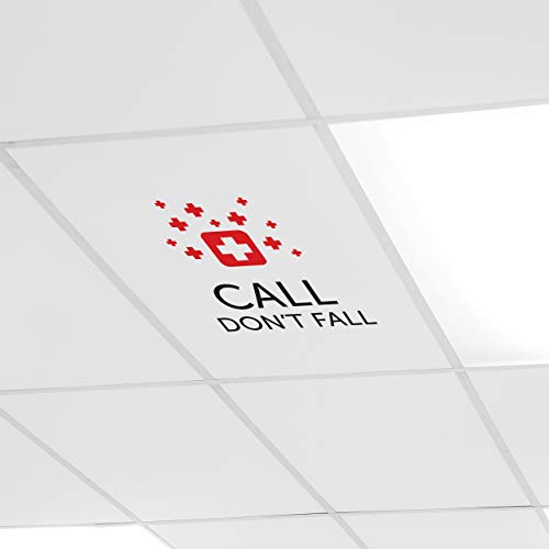 Ceiling Scenes - 'Call Don't Fall' Healthcare Facility Safety Acoustic Ceiling Tile - Red