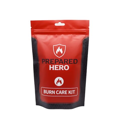 Prepared Hero Burn Care Kit - Compact Burn Treatment & Relief Kit with Burn Gel, Gauze, Compresses & Wipes, Waterproof Pouch for Minor Burn First Aid at Home, Travel, Outdoor & Workplace Safety