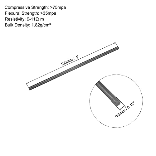 PATIKIL Pack von 5 100x3mm Graphitstab Graphitrohr Rührstab Zylinderstab Kohlestab Schwarz für Schmelzen Gießen Elektroden Tiegel