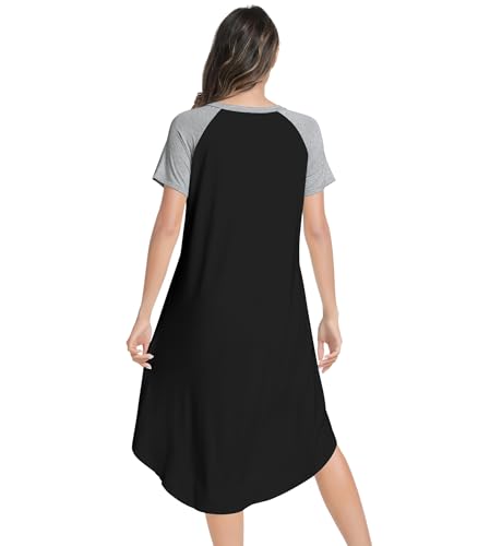 Image of NACHILA Women's Nightgowns-Viscose Made from Bamboo, Soft Sleepshirt Short Sleeve Nightshirt V Neck Sleepwear Cool Loungewear