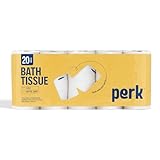 Perk 1-Ply Toilet Paper, Septic Safe Tissue Rolls, 1,000-Sheets Per Roll, 20-Pack, White
