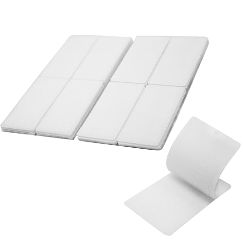 Image of ECOHomes (2x4 Inch, 20 Sets) Strips with Adhesive for Fabric, White | No Sew, Stick On for Fabric, Sticky Back for Clothes, Curtains, Heavy Duty, Double Sided Hook and Loop Hem Tape Fasteners