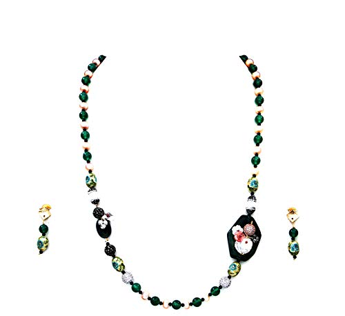 Cuenta mujer mixed green CZ jasper pearl con detalles de brillo