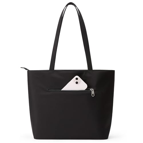 KALIDI Wasserdichte Tote Bag mit Reißverschluss – Leichte Shopper Schulter Tasche für Arbeit Uni,Schwarz