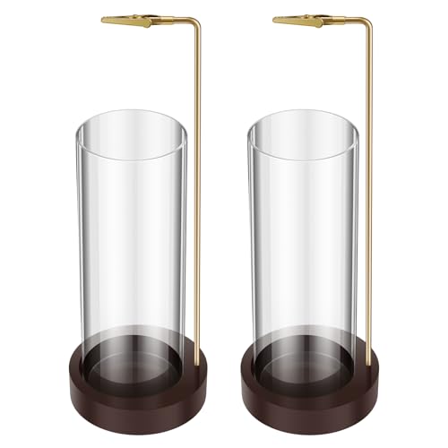 2Pcs Incense Holder Wood Incense Burner with Glass Ash Catcher & Wood Base & Metal Stick Clip for Yoga Spa Room Décor (2)
