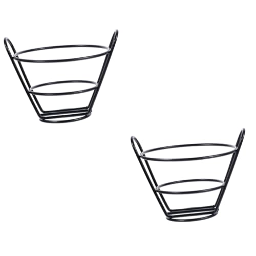 2pcs Tapered Snack Basket French Fries Convenient Storage Basket Snack Stands Fried Snack Holder Cone Wire Basket Fried Chicken Serving Basket Fried Chicken Holder Iron Black STOBAZA