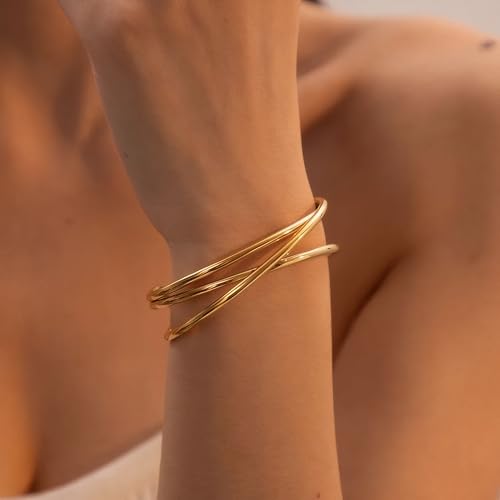 Elegance 11 designs 2mm/3mm Gold Bangles Bracelets Set For Women Non Tarnish, Stainless Steel Bracelets Jewelry Stackable Thin Minimalistic Waterproof Gold Bangles3
