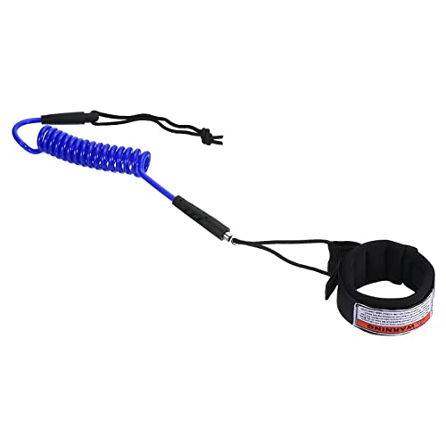 PATIKIL 4.3ft x 5.5mm Surfboard Leash, Coiled Leashes with Plug Wrist String Rope for Body Board Paddle Board, Blue