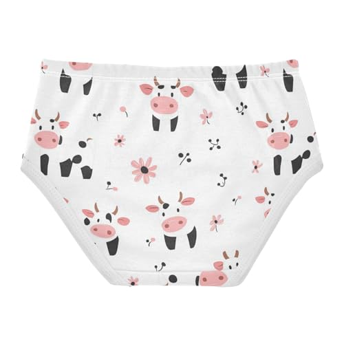 Wusikd Cartoon Cow Flower Girls' Underwear Cotton Cute Girls Briefs Soft Toddler Underwear 2T2